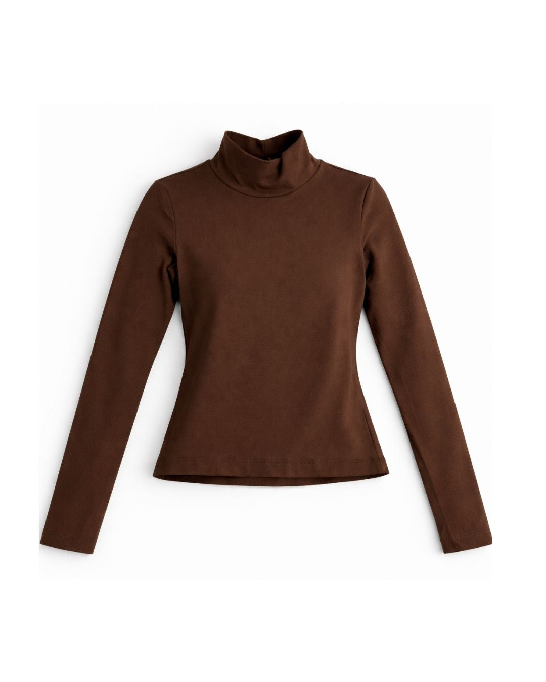 Blusa Manga Longa e Gola Alta Marrom