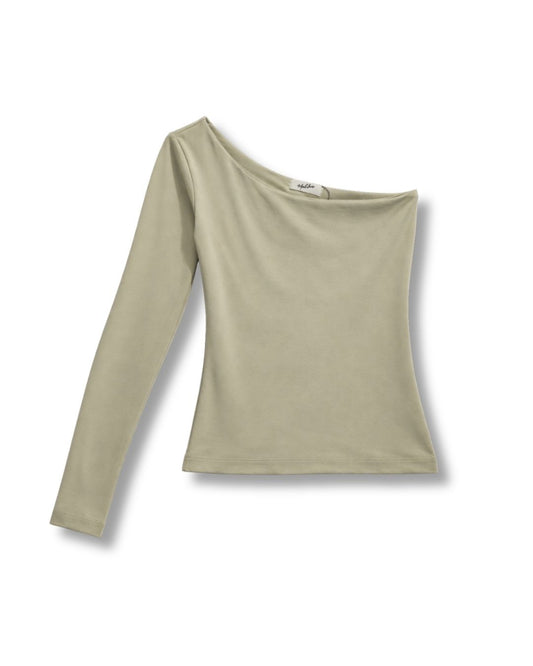Blusa Manga Longa Um Ombro Só Bege