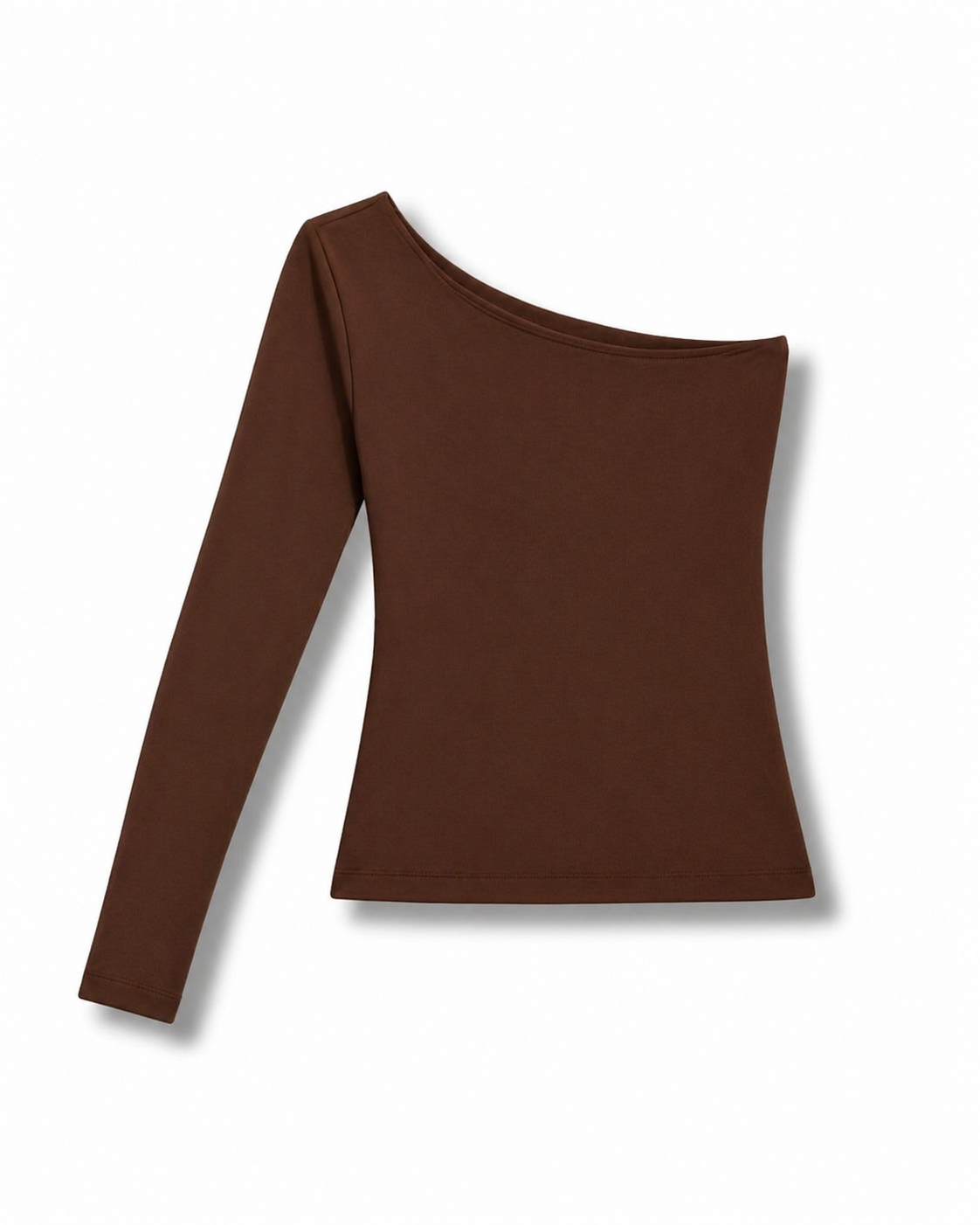 Blusa Manga Longa Um Ombro Só Marrom