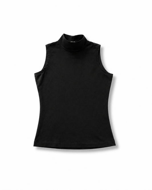 Blusa Sem Manga Gola Alta Preta