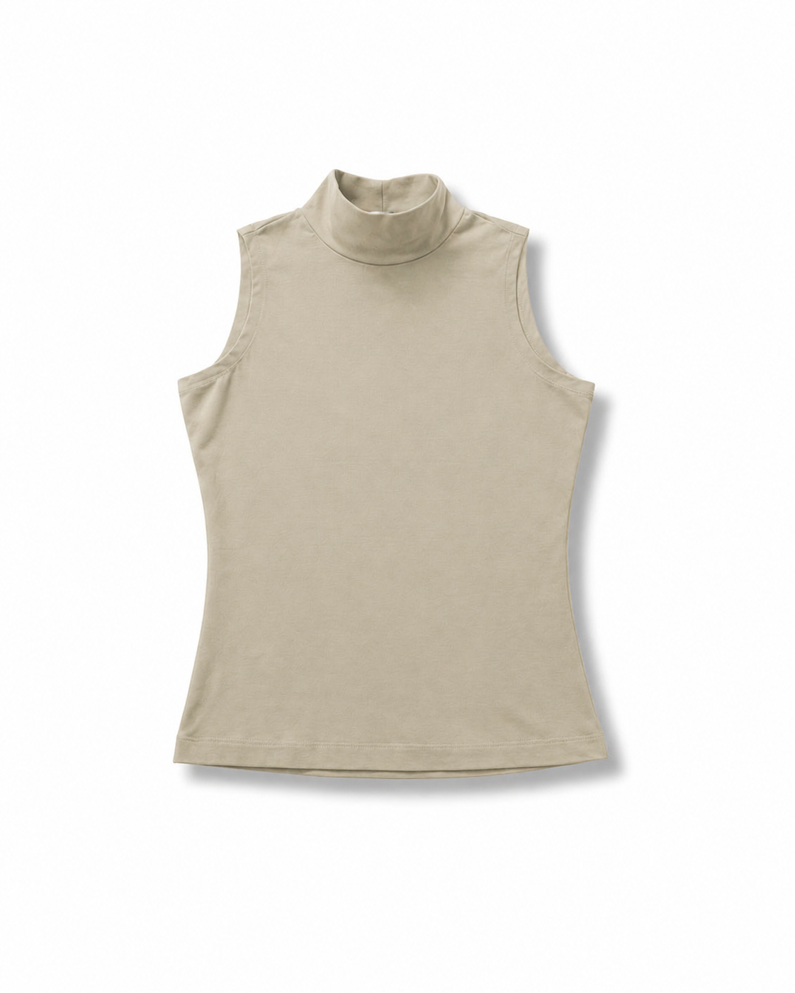 Blusa Sem Manga Gola Alta Bege