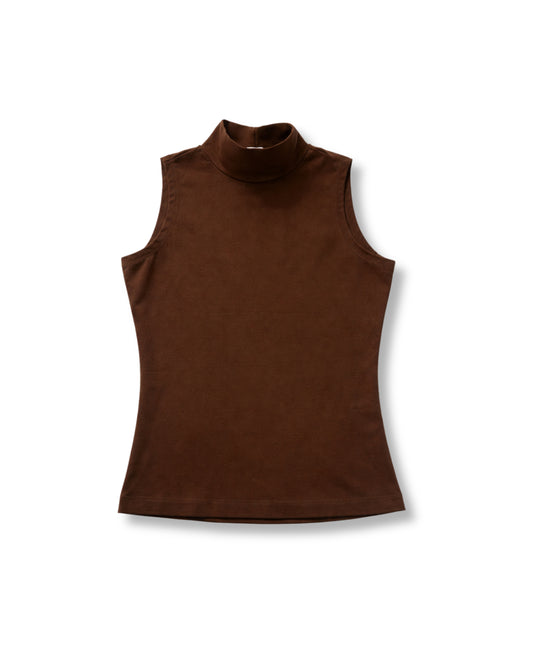 Blusa Sem Manga Gola Alta Marrom