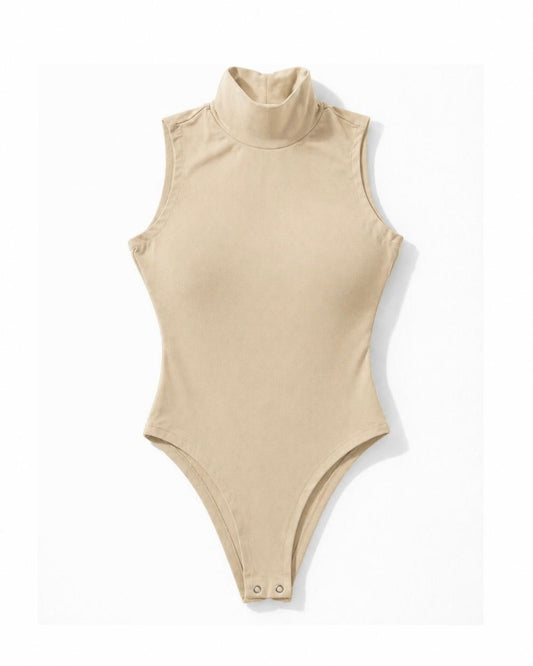 Body Gola Alta Sem Bege
