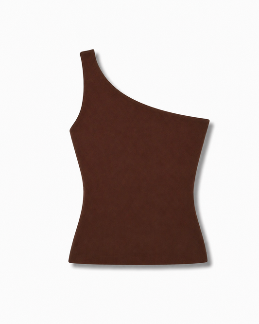 Blusa Um Ombro Só Marrom